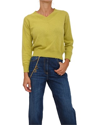 Maglia Emme Marella in misto viscosa verde con scollo V in DONNA