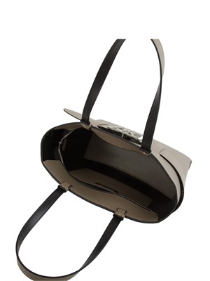 Borsa shopper media Armani Exchange con cintura tono su tono in ecopelle grigio taupe in DONNA