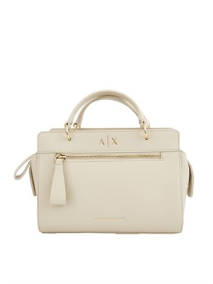 Borsa a mano Armani Exchange in ecopelle beige con tracolla removibile in DONNA