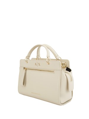 Borsa a mano Armani Exchange in ecopelle beige con tracolla removibile in DONNA