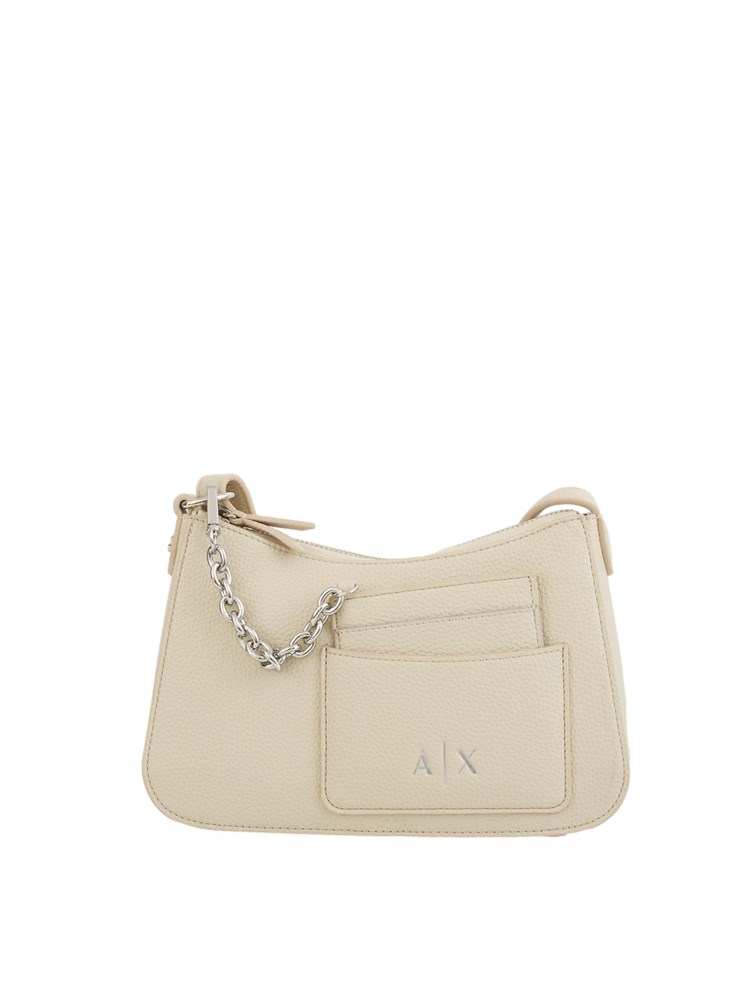 Borsa a spalla Armani Exchange in pelle ecologica beige