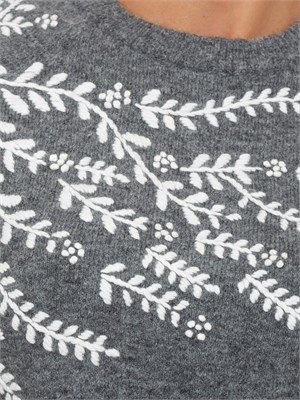 Maglia iBlues in lana grigia con ricamo fiori a contrasto in DONNA