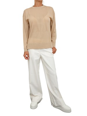 Pantalone donna Armani Exchange in misto viscosa avorio con risvolti in DONNA