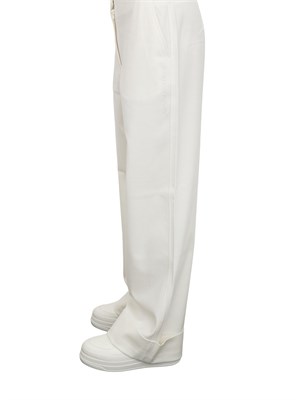 Pantalone donna Armani Exchange in misto viscosa avorio con risvolti in DONNA