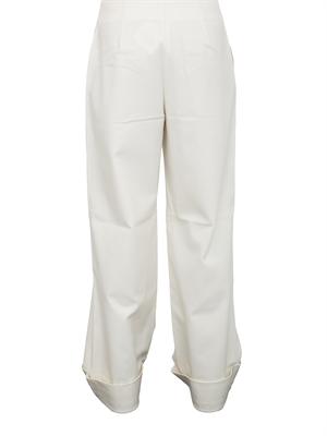 Pantalone donna Armani Exchange in misto viscosa avorio con risvolti in DONNA