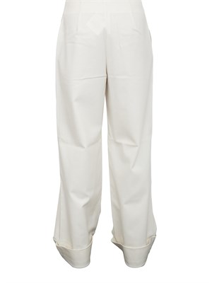 Pantalone donna Armani Exchange in misto viscosa avorio con risvolti in DONNA