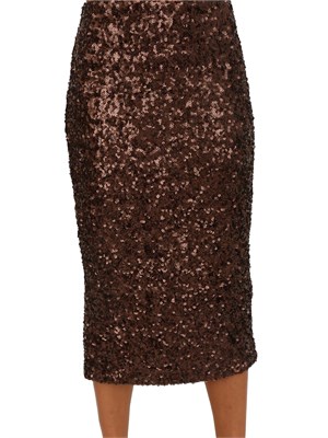 Gonna midi Marella marrone con paillettes all over in DONNA