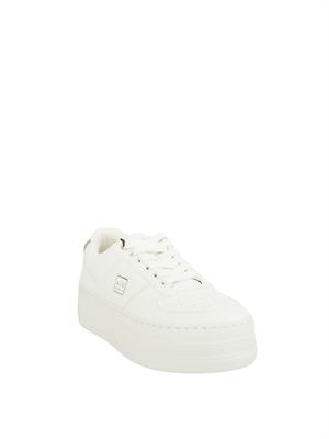 ARMANI EXCHANGE Sneakers donna Emporio Armani in ecopelle bianca con suola alta in DONNA