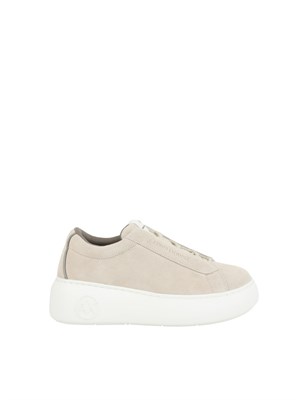 ARMANI EXCHANGE Sneakers donna Emporio Armani in pelle suede beige con suola alta in DONNA