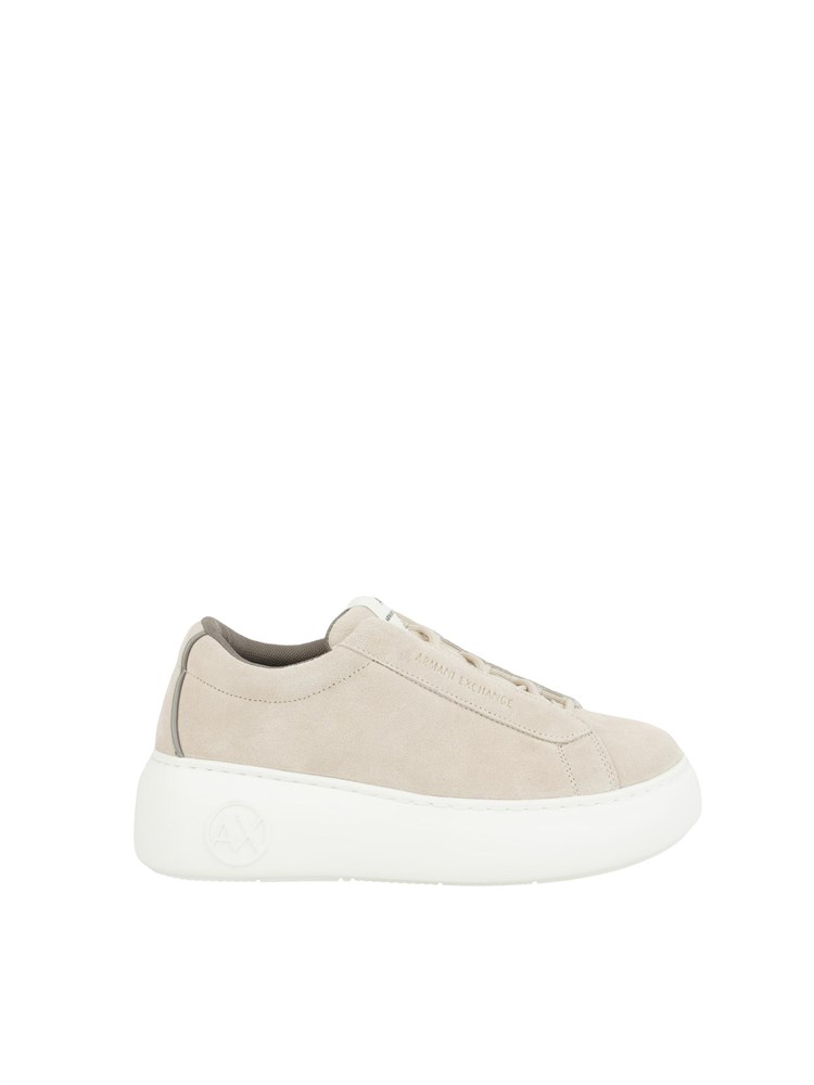 ARMANI EXCHANGE Sneakers donna Emporio Armani in pelle suede beige con suola alta