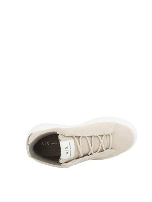 ARMANI EXCHANGE Sneakers donna Emporio Armani in pelle suede beige con suola alta in DONNA