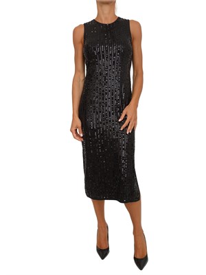 Abito Marella smanicato in maglia bouclé nera con paillettes in DONNA