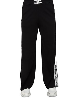 Pantaloni Elisabetta Franchi in viscosa nera con bande bianche in DONNA