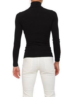 Maglia a costine Elisabetta Franchi in lyocell e seta nero con taschino e collo alto in DONNA