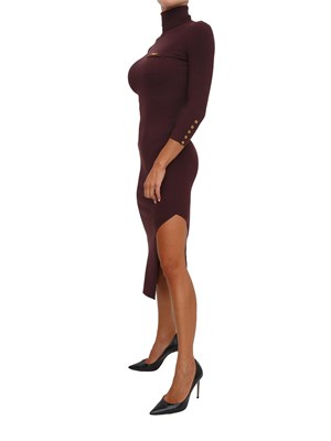 Abito Elisabetta Franchi a costine  in maglia bordeaux con taschino in DONNA