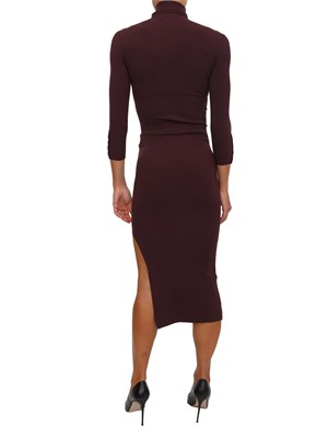 Abito Elisabetta Franchi a costine  in maglia bordeaux con taschino in DONNA