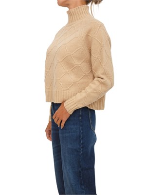 Pullover Elisabetta Franchi con losanghe jacquard  in maglia cammello in DONNA