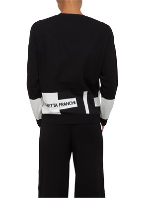 Maglia Elisabetta Franchi in viscosa nera con bande bianche in DONNA