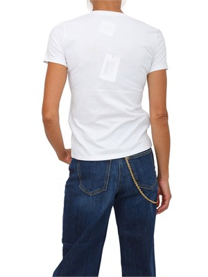 T-shirt Elisabetta Franchi in jersey di cotone bianco con ricamo logo in DONNA
