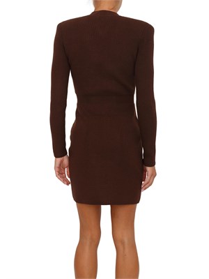 Mini abito Elisabetta Franchi in maglia marrone con decorazioni gioiello in DONNA