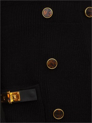 Mini abito Elisabetta Franchi in maglia nera con decorazioni gioiello in DONNA