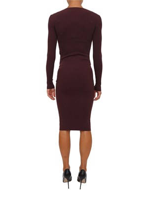 Abito Elisabetta Franchi in maglia bordeaux a costine con taschino in DONNA