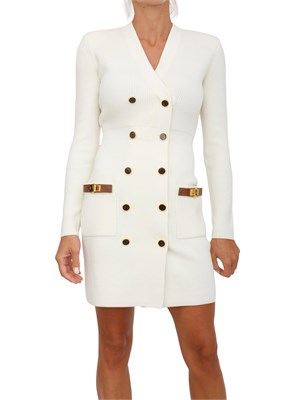 Mini abito Elisabetta Franchi in maglia bianca con decorazioni gioiello in DONNA