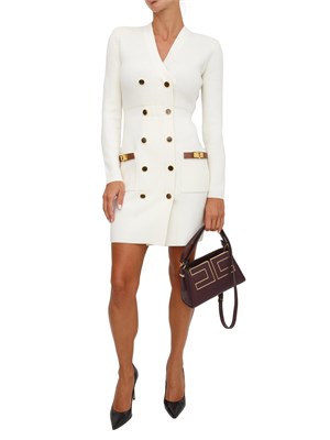Mini abito Elisabetta Franchi in maglia bianca con decorazioni gioiello in DONNA