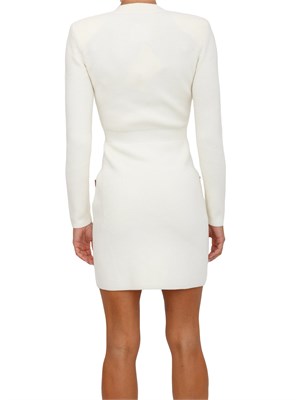 Mini abito Elisabetta Franchi in maglia bianca con decorazioni gioiello in DONNA