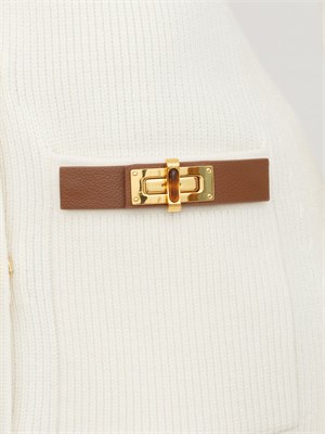 Mini abito Elisabetta Franchi in maglia bianca con decorazioni gioiello in DONNA