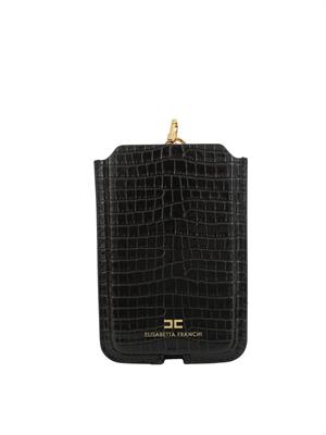 Porta cellulare nero Elisabetta Franchi con stampa cocco in DONNA