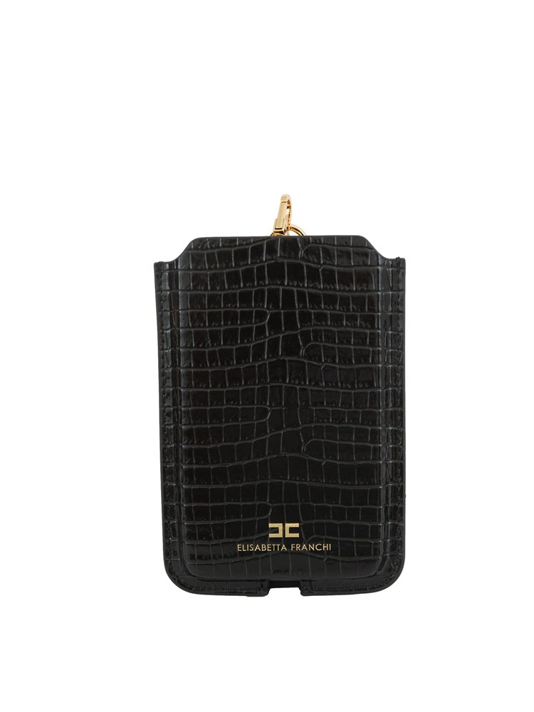 Porta cellulare nero Elisabetta Franchi con stampa cocco