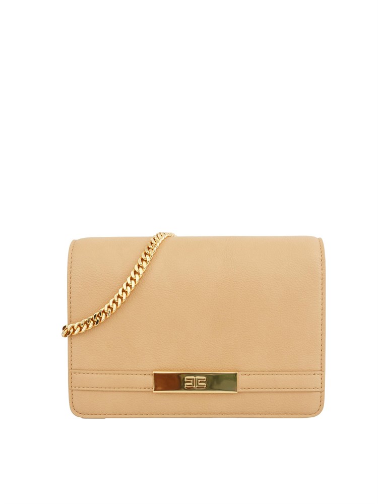 Tracolla beige Elisabetta Franchi con catena groumette