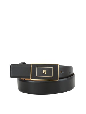 Cintura in pelle nero Elisabetta Franchi con placca logo in DONNA