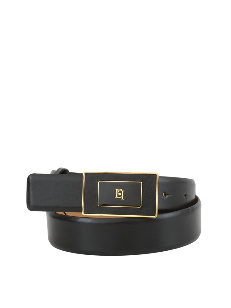Cintura in pelle nero Elisabetta Franchi con placca logo