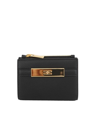 Portafoglio nero Elisabetta Franchi con placca logo in DONNA