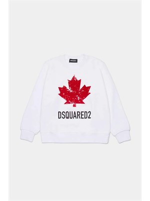 DSQUARED2 JUNIOR Felpa Dsquared2 Kids bianco con logo rosso in BAMBINO