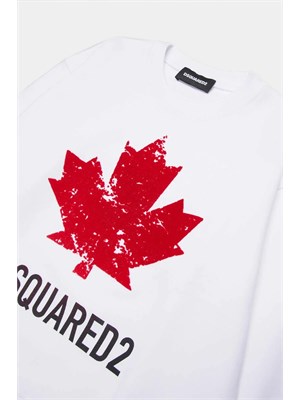 DSQUARED2 JUNIOR Felpa Dsquared2 Kids bianco con logo rosso in BAMBINO