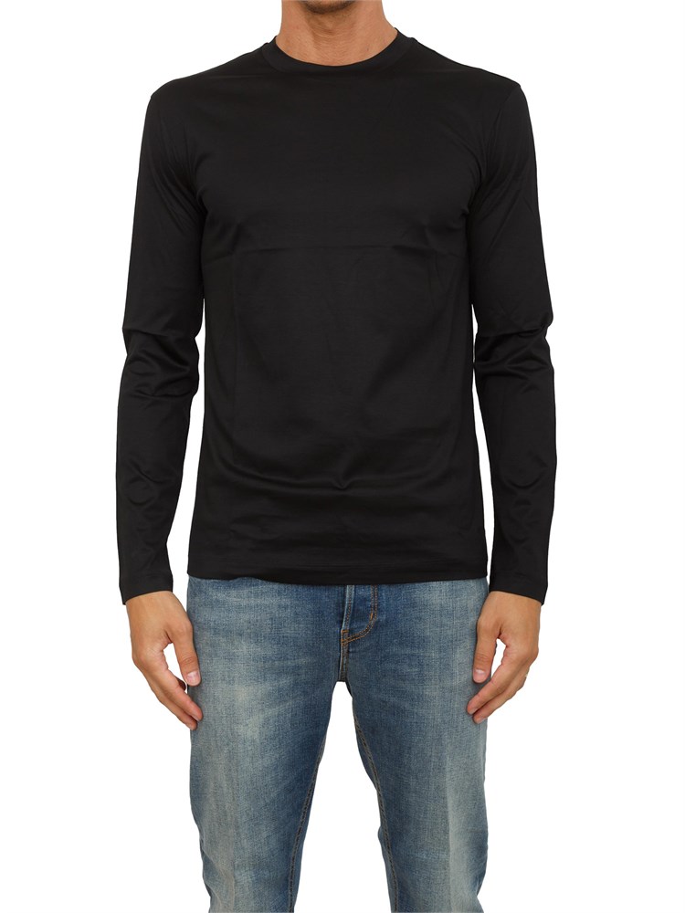 T-shirt maniche lunghe nero Emporio Armani in jersey misto lyocell ASV