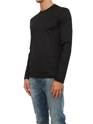 T-shirt maniche lunghe nero Emporio Armani in jersey misto lyocell ASV in UOMO