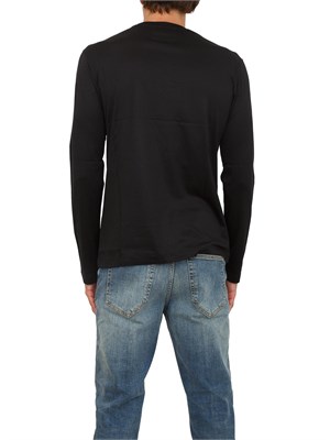 T-shirt maniche lunghe nero Emporio Armani in jersey misto lyocell ASV in UOMO