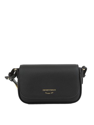 Mini bag Emporio Armani in ecopelle nera con tracolla in tessuto con logo in DONNA