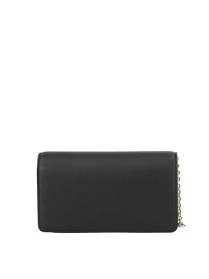 Borsa mini bag Emporio Armani in pelle bottalata nera con catena oro in DONNA