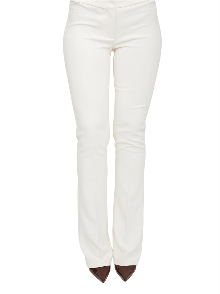 Pantaloni Elisabetta Franchi in crêpe leggero bianco latte