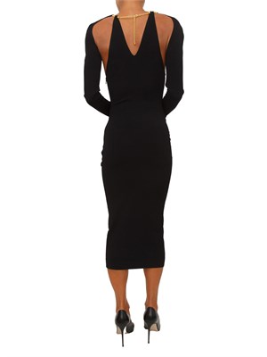 Abito Elisabetta Franchi  in maglia nera con catena gioiello in DONNA