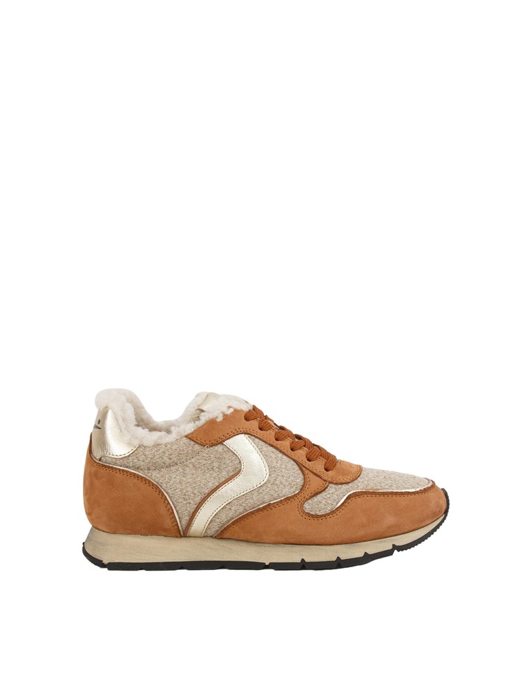Sneakers donna Voile Blanche in suede e tessuto marrone con eco pelliccia