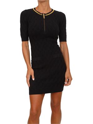 Abito Elisabetta Franchi in maglia nera e catena gioiello in DONNA