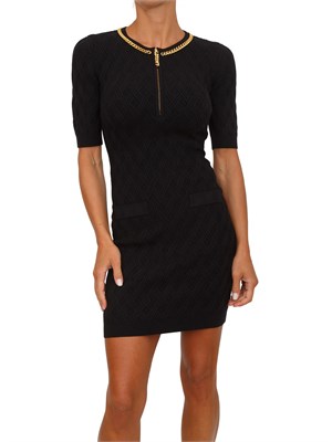 Abito Elisabetta Franchi in maglia nera e catena gioiello in DONNA