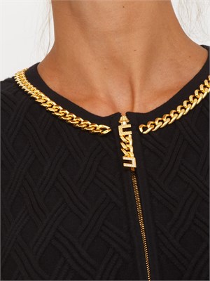 Abito Elisabetta Franchi in maglia nera e catena gioiello in DONNA