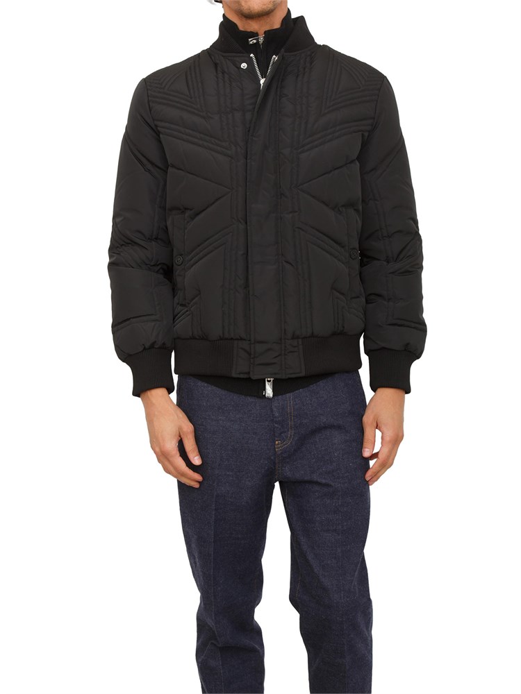 Bomber uomo Richmond X in tessuto nero trapuntato Union Jack